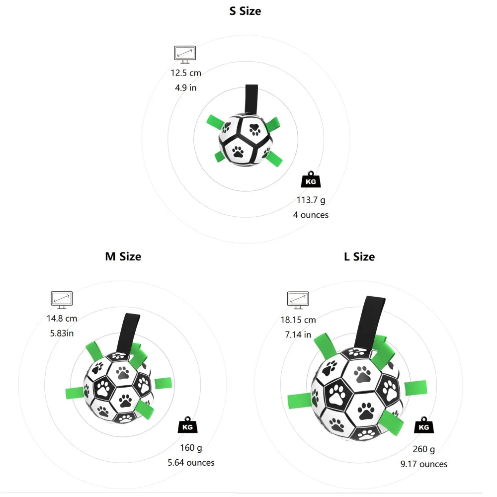 Dog Soccer Ball Toy with Tabs includes Free Pump Glow in the Dark or Standard in two sizes