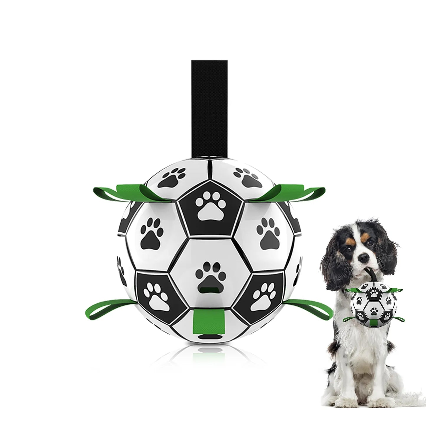 Dog Soccer Ball Toy with Tabs includes Free Pump Glow in the Dark or Standard in two sizes