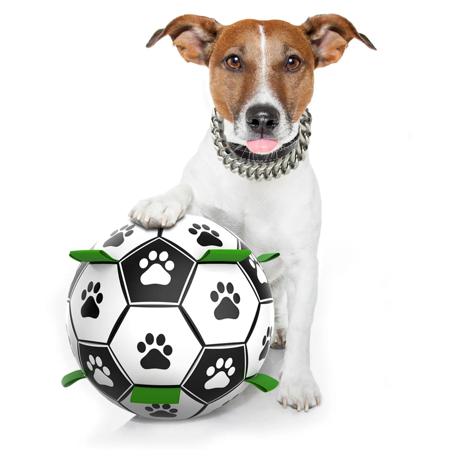 Dog Soccer Ball Toy with Tabs includes Free Pump Glow in the Dark or Standard in two sizes